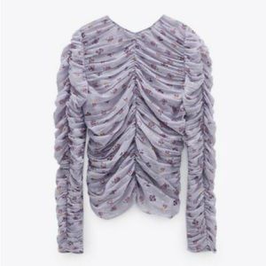 Zara Printed Ruched Blouse NWT Size S